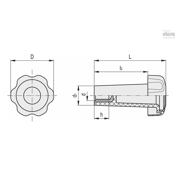 Brass Boss, Threaded Hole, VTL.50/80 B-M10-C9